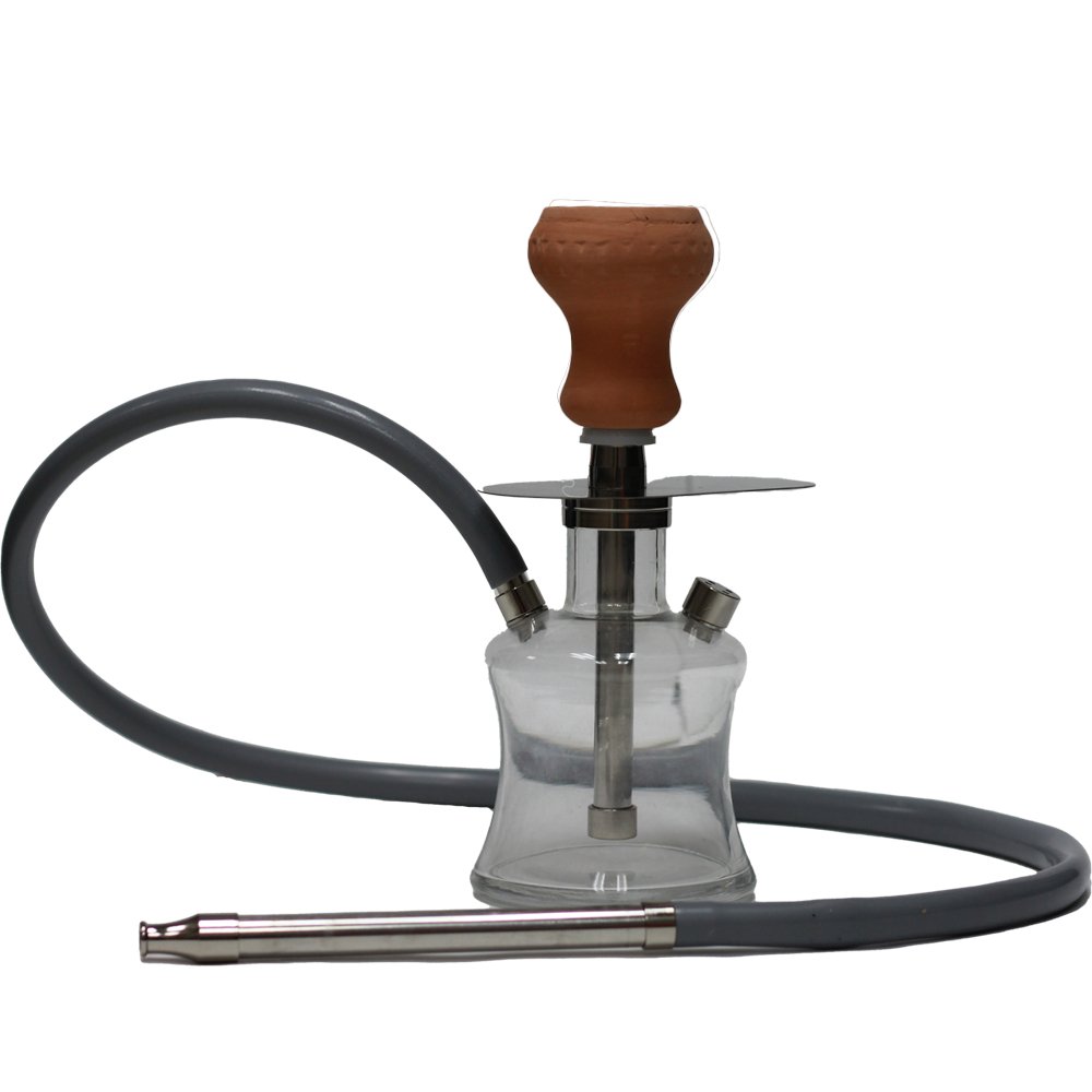 GLASS HOOKAH SMALL CLEAR GRAY DESIGN - SMDistro