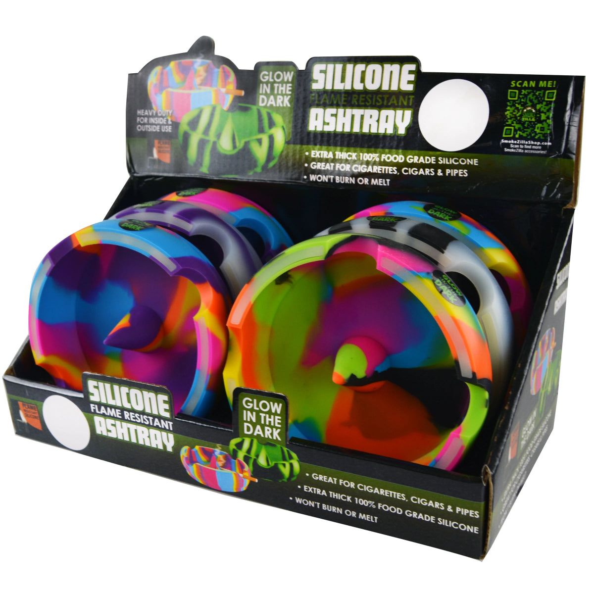 GLOW IN THE DARK SILICONE SPIKE ASHTRAY 6CT DISPLAY - SMDistro