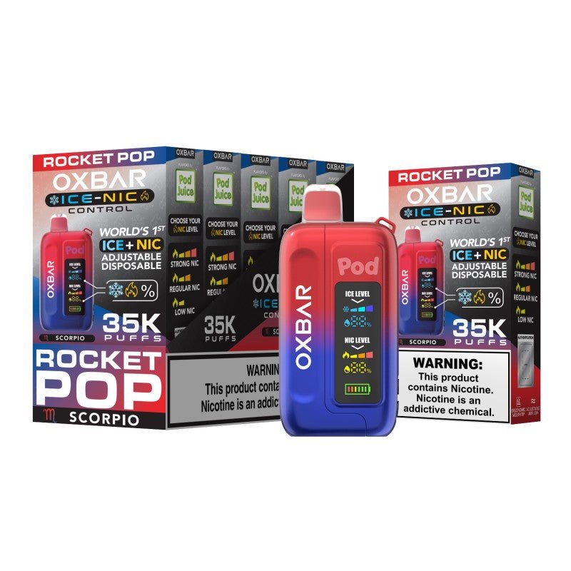 Oxbar x Pod Juice 14mL Adjustable Ice - Nic Control 35K Puffs Disposable Vape - Display of 5 (MSRP $29.99 Each) - SMDistro