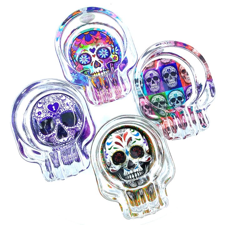 SKULL GLASS ASHTRAY D 4CT DISPLAY - SMDistro