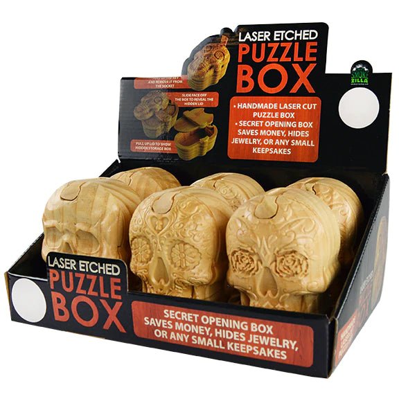 SKULL WOOD PUZZLE BOX 6CT DISPLAY - SMDistro