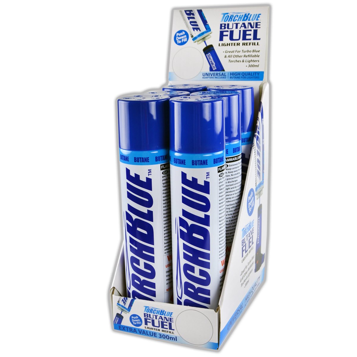 TORCH BLUE BUTANE 300ML 6CT DISPLAY - SMDistro