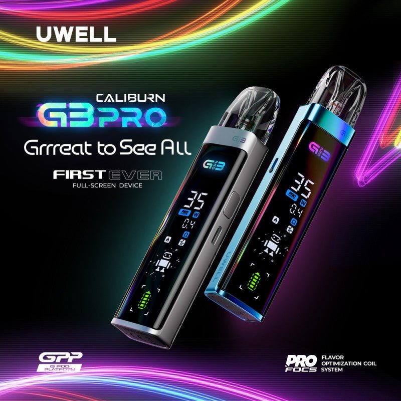 Uwell Caliburn G3 Pro 1000mAh Pod System Starter Kit With 3 x Refillable 2.5ML Caliburn G3 Integrated Coil Cartridge Pod (MSRP $35.00) - SMDistro