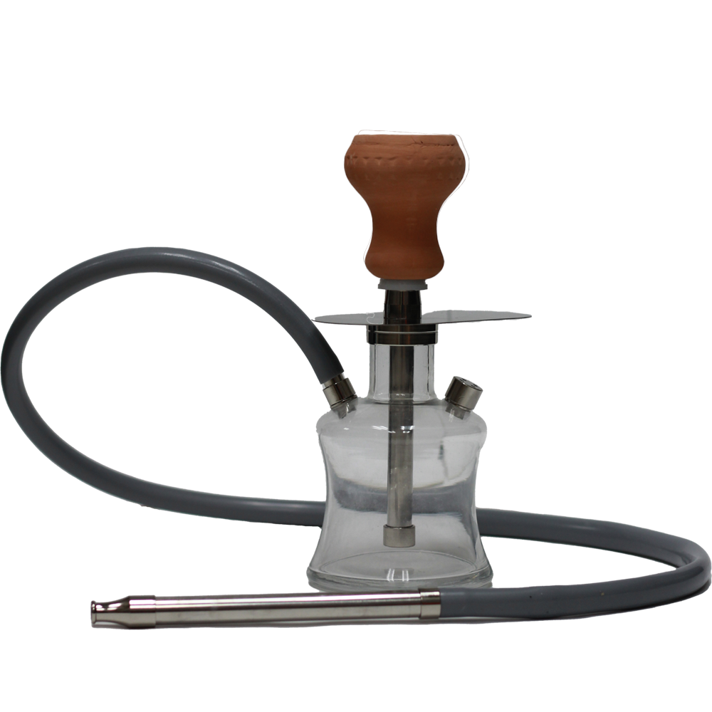 GLASS HOOKAH SMALL CLEAR GRAY DESIGN