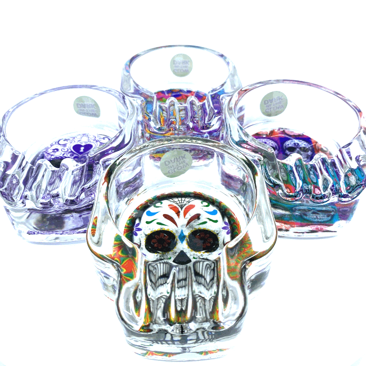 SKULL GLASS ASHTRAY D 4CT DISPLAY