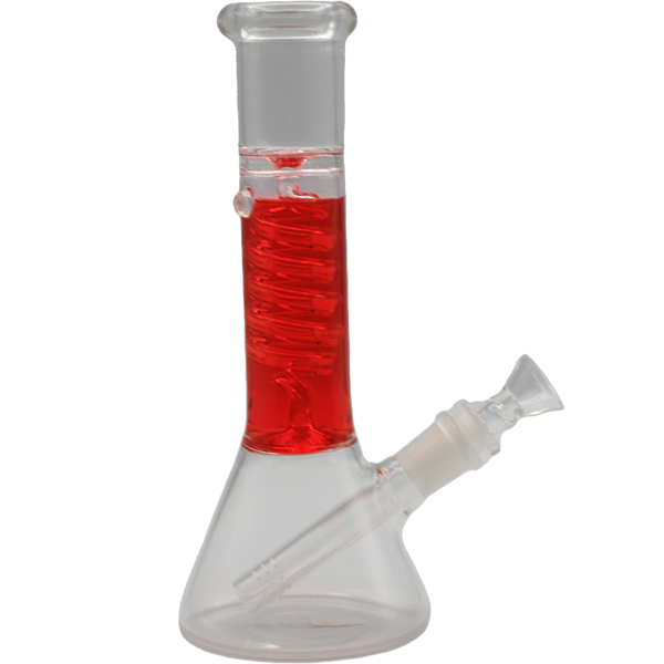 9" RED SPIRAL CLEAR BONG